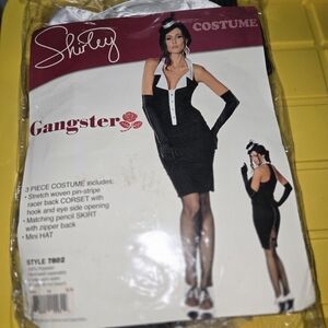 Shirley Gangster Costume with White Fishnet Stocking